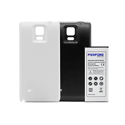 Samsung Galaxy Note 4 Extended Battery , Perfine 6440mAh Replacement Li-Ion Battery for Galaxy Note 4/N910F/N910H with 2 Back Cases (black-white)[NFC/Google Wallet]