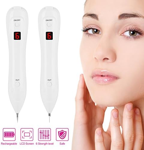 Mole Remover USB Rechargeable Dot Mole Removal Pen Set-Safe Portable Spot Eraser Beauty Tool Kit With LCD Screen For Face Dark Freckle Age Spot Tattoo Nevus Skin Tag Pigmentation
