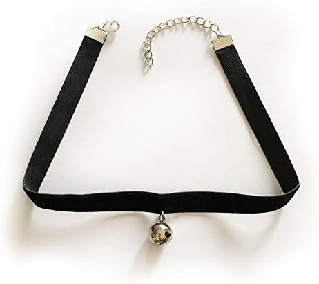 Lolita Lovely Bell Collar Velvet Choker Necklace (silver2)