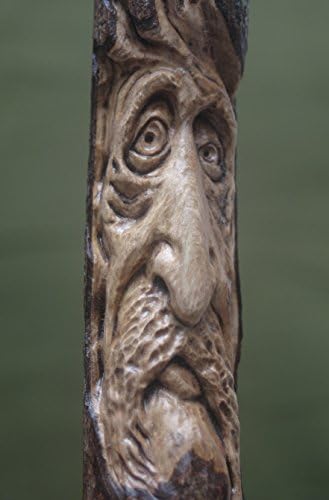 Woodcarving Wood Spirit Tree Face Spirit of the Woods Odd Weird Pagan Wiccan Sculpture Cabin Home Decor Old Man Gnome Wizard OOAK