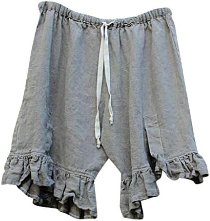 ❤️Ladies Ruched Shorts, Women's Solid Cotton and Linen Drawstring Shorts Loose Plus Size Pants S-5XL