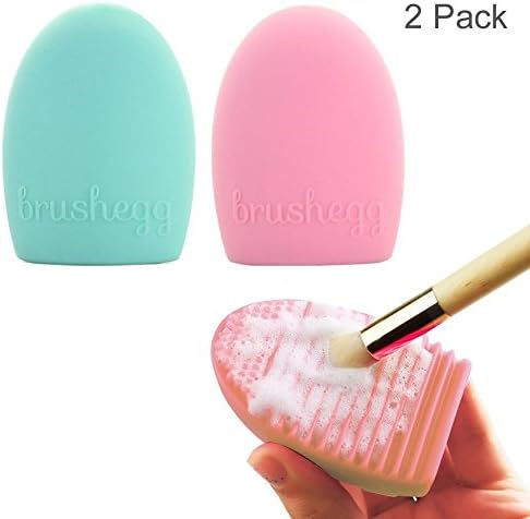 ArRord Multifuntional Cleaning Cosmetic Makeup Brush Tool Face Massage Tool Silicone Foundation Cleaner Finger Glove Green and Pink