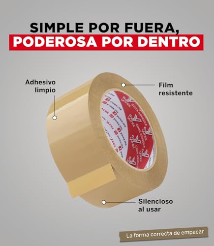 YUREX Cinta Canela 48mm x 135m Industrial 810m Totales Rinde Tres Veces Mas Pack 6 Adhesivo Fuerte y Silencioso sin Residuos Cinta de Embalaje Extra Larga para Cajas y Mudanzas Mas Metros por Rollo