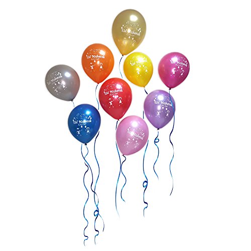 Eid Mubarak Latex Balloons (Assorted Metallic Colors, Pack of 20)