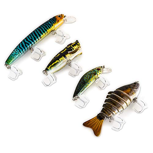 Premium Bass Fishing Lures, Set of 4 - Durable Fish Lure for Freshwater and Saltwater - Colorful Swimbaits and Tackle Gear Kit for Oceans, Streams, Lakes, or Ponds (Black)