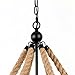 UNITARY Brand Antique Metal Flaxen and Black Hemp Rope Wheel Candle Chandelier with 6 E12 Bulb Sockets 240W Painted Finish