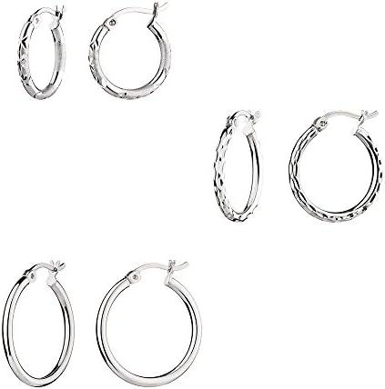 G&H Sterling Silver Small Hoop Earrings Set of 3