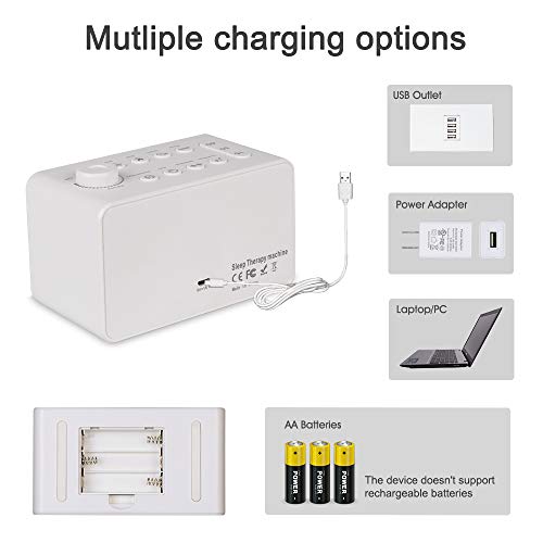 Sound Machine White Noise Machine for Relaxing Sleeping 3 auto-off Timer Settings 8 Natural Soothing High Fidelity non-looping sounds for Baby Adults Portable for Home Office Travel