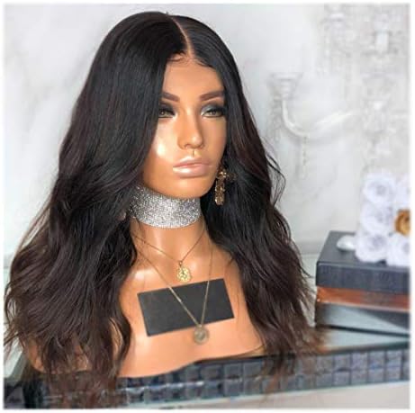 Synthetic Wig,Dark Rooted Brown Ombre Middle Part Curly Wave Natural Looking Long Synthetic Hair, Blonde Full Heat Resistant Wig for Women,25.5in