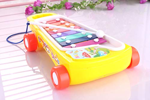Hisoul Wooden Xylophone for Kids, Perfectly Sized Glockenspiel Musical Toy for Kids - Classic Whistle Glockenspiel Musical Instrument Toys, Great Gift for Kids and Friends (Yellow)