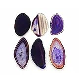 Rock Paradise 12 (Twelve) Drilled Agate Slices - ~1.5-3 A Grade Agate Pendant Slice Drilled Top Exclusive COA (12, Purple)
