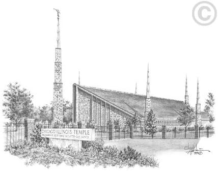 LDS Plastic Chicago Illinois Temple Sketch Temple Recommend Holder - Chad Hawkins Temple Art