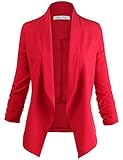 Luna Flower Women's 3/4 Cinched Sleeve Solid Color Open Front Blazer Jackets