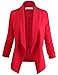 Luna Flower Women's 3/4 Cinched Sleeve Solid Color Open Front Blazer Jackets