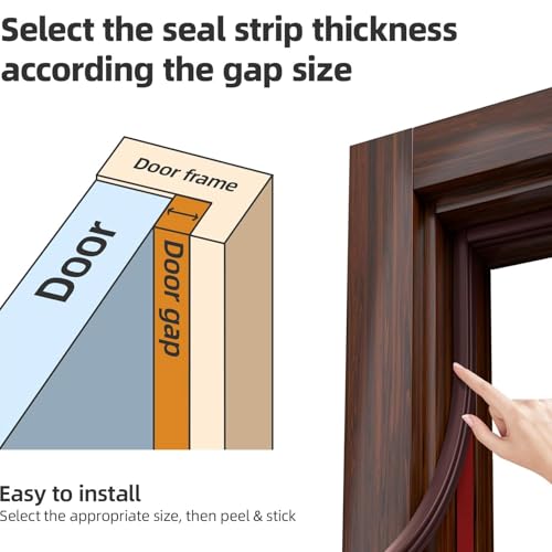 Lazybr Weather Stripping 0.39in D-Shaped Rubber Seal Strip for Doors Windows 20 Ft Self-Adhesive Door Soundproof Weatherstripping for Door Frame Window Insulation Gap Blocker Brown