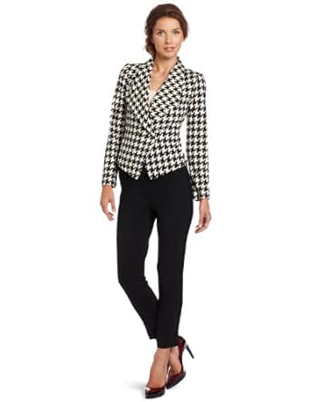 Anne Klein Women's Houndstooth Jacket, Black/White, Large at Amazon Womenâs Clothing store 