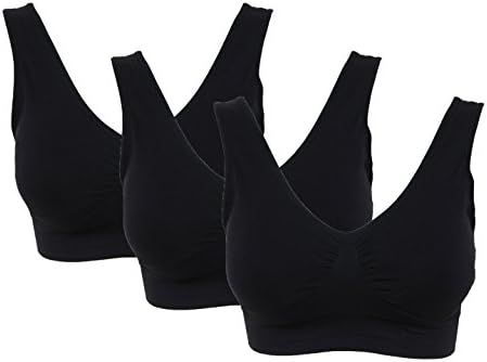 ELF Season Women's 3 Pack Seamless Yoga Bra Revolution Wirefree Sports Bra