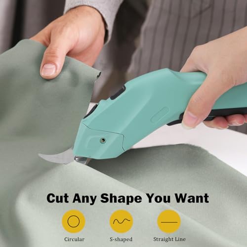 Electric Scissors, 4V Sewing Scissors, 2500mAh Electric Scissors Carton, 2 Cutting Blades For Fabric For Cardboard Leather Carpet PVC