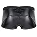 YiZYiF Men's Wetlook Leather Underwear Double Zipper Pouch Trunks Boxer Briefs Black Medium(Waistline 31.0-39.0