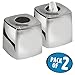 mDesign Metal Square Facial Tissue Box Cover Holder for Bathroom Vanity Countertops, Bedroom Dressers, Night Stands, Desks and Tables - 2 Pack - Polished Stainless Steel