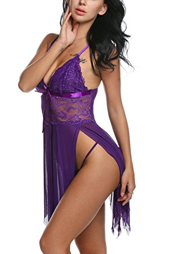 Avidlove Women Lingerie V-Neck Babydoll Lace Teddy Mesh Outfits
