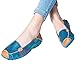Fheaven New Women Leather Shoes Loafers Soft Leisure Flats Female Casual Shoes Boat Shoes Flats (US:7, Blue)