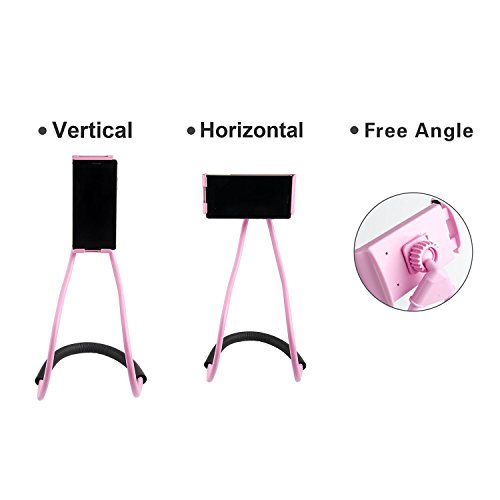 NCElec Neck Cell Phone Holder for Desk Bed,Bike and Motorcycle Phone Mount,Universal Lazy Bracket Mobile Phone Stand Holder (Pink)