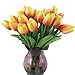 Montout 12PCS/Set PU Stunning Holland Tulip Flower Real Touch Artificial Silk Flowers Arrangement Bouquet Home Room Office Wedding Party Decor (Orange)