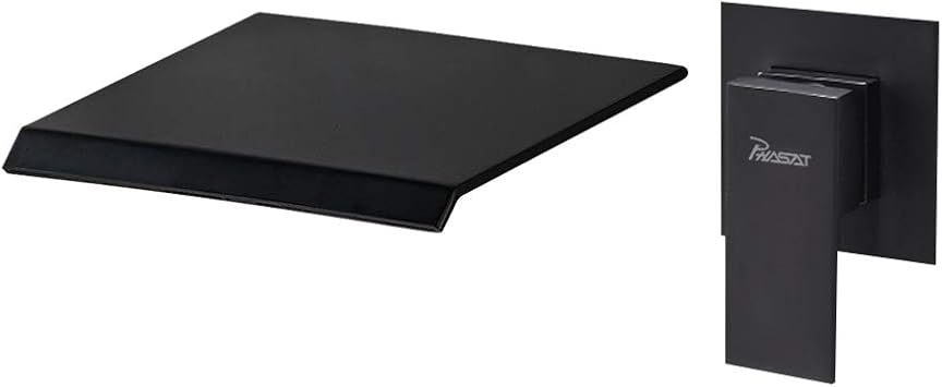 Phasat Wasserhahn Wasserfall Wandmontage Schwarz Armatur Unterputz Fur Badezimmer Bad Mit 20cm Auslauf 2 Loch Waschtischarmatur Wand Bb02e Amazon De Baumarkt