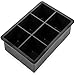 6 Slot Big Block Ice Mold - Black Silicone Extra Large Ice Cube Tray for Scotch, Whiskey, and Mixed Drinks by Cocktailor