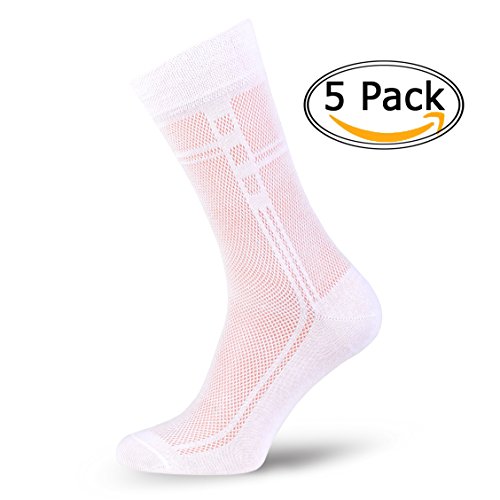 5-pack Men's Ultra thin Breathable Cotton Dress Socks White, X-Large
