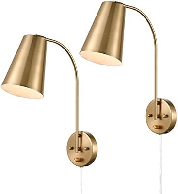 Danxu Modern Plug In Wall Sconce With Cord Set Of 2 Brass Wall