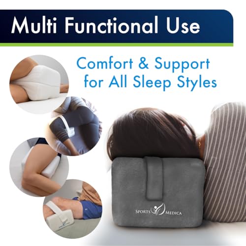 Ergonomic Knee Pillow for Side Sleepers - eHandbook Included - Memory Foam Knee Pillow for Sleeping on Side - Hip & Leg Wedge Cushion
