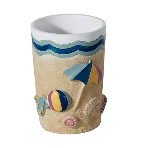 JYXR 5 Piece Bathroom Accessories Set, 3D Beach Style Bath Ensemble, Resin Bath Set Collection Features Liquid Soap…