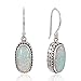 925 Sterling Silver Bali Vintage Filigree Design w/White Opal Dangle Earrings