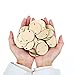 Bememo 100 Pieces 1.5 Inch Wooden Round Tag with Hole and 50 Pieces Stainless Steel S Shaped Hooks for Family Board Chore DIY