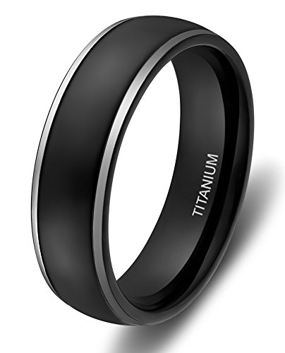 6mm titanium rings for men women black dome two tone po…