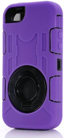 Yyue Ultra Shock&amp;drop-proof Amy-grade Protective Hard Defender Case and Three Layer Hard Shell Cover Holster with 360 Degree Rotating Ring Bracket Protective Case for Apple Iphone 5/5c/5s -- TPU Rubber &amp; Silicone Case with Stand &amp; Clip for Apple Iphone 5/5c/5s(purple)