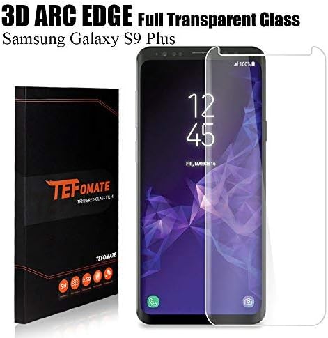 TEFOMATE Galaxy S9 Plus Screen Protector, 3D Curved Tempered Glass Screen Protector for Samsung Galaxy S9+ - Transparent