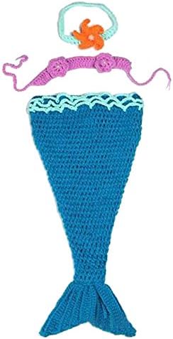 Mrotrida Newborn Baby Costume Mermaid Tail Headband Bra Knitting Photography Props