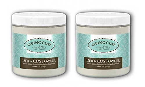Living Clay Detox Clay Powder (Pack of 2) with Natural Calcium Bentonite, for Detoxing and Deep Cleansing via Baths, Facials and Full Body Wraps, 8 oz
