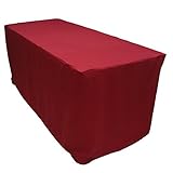 FantasyDeco 6 ft. Fitted Rectangular Polyester Tablecloth, Red, 30x72-inch