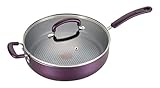 T-fal B13182 Color Luxe Hard Titanium Nonstick Thermo-Spot Dishwasher Safe PFOA Free Saute Pan Jumbo Cooker Cookware, 5-Quart, Purple