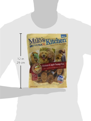 MILO’S KITCHEN HOMESTYLE DOG TREATS, CHICKEN & APPLE SAUSAGE SLICES, 18 OUNCE, HIGH PROTEIN, NO ARTIFICIAL FLAVORS