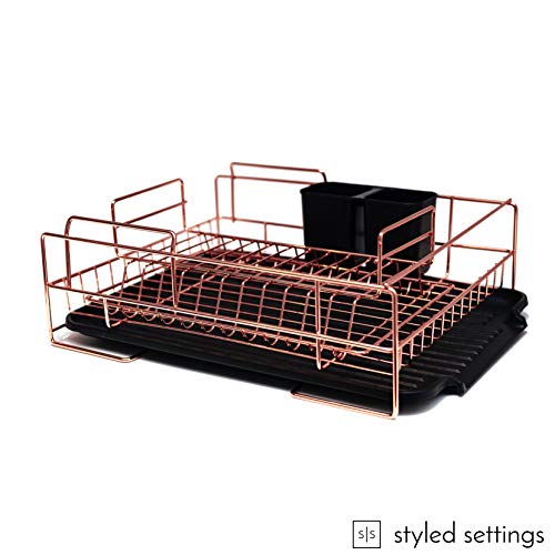 Dish Racks Copper Drying Rack 2 Tier Dish Drying Rack Dish Drainers for Kitchen Counter Rose
