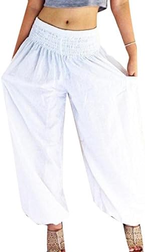 DoufineWomen Doufine Women Casual Mulit Color Solid Relaxed Fit Elastic Waist Yoga Pants White S