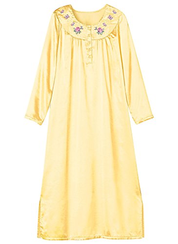 AmeriMark Women's Brushed Back Satin Gown 5X (32W-34W) / Yellow