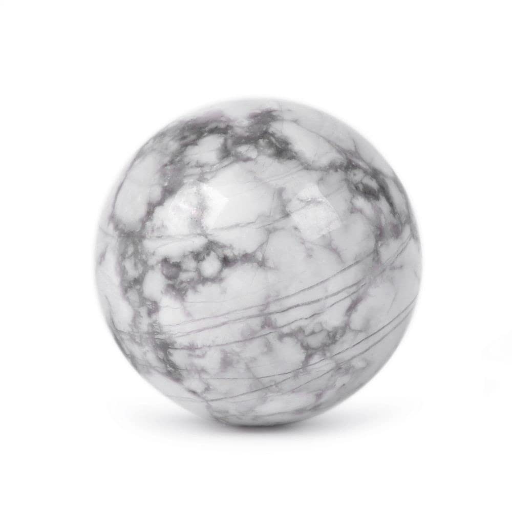 Photo 1 of Justinstones Natural White Howlite Tumble 20mm Gemstone Healing Crystal Energy Ball Round Sphere Specimen Collection Pocket Palm Worry Stone(Pack of 5)