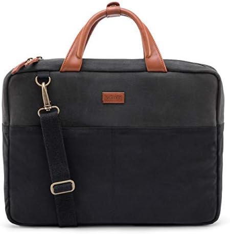 VOLOQ Men's and Women's Metallic Grey Canvas Vegan Leather Dunag Pro Dual Padded Laptop Sleeves with Handle