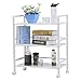 LANGRIA 3-Tier Kitchen Microwave Oven Rack Shelving Unit Microwave Shelves, Adjustable Microwave Storage Shelf with Wire Mesh Shelves Storage Rack, Ivory White